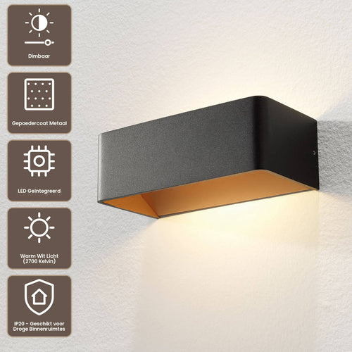 Artdelight Wandlamp Mainz - Zwart/Koper