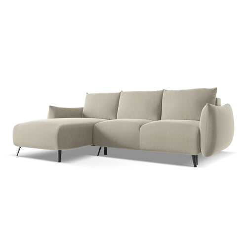 LaMiaSofa hoekbank links Genova - velours - parel - 242x162x86