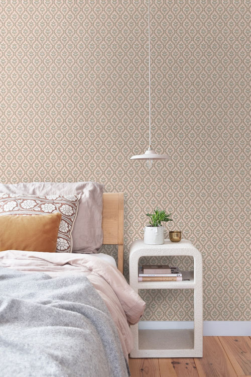 ESTAhome behang vintage bloemen licht roze en beige - 50 x 900 cm - 132013
