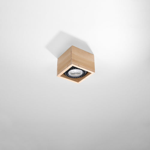 Sollux Lighting Plafondlamp QUATRO 1 natuurlijk hout - 14x14x10cm