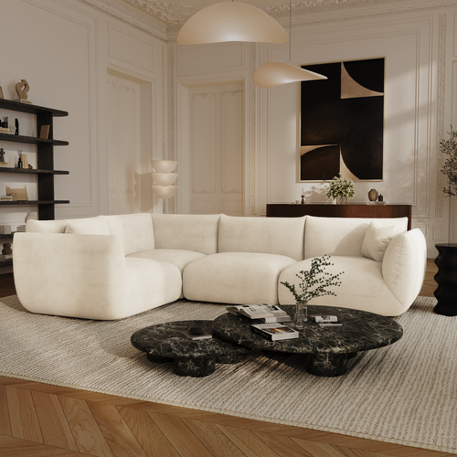 Sia Home - Omkeerbare hoekmodule NOOMA - chenillefluweel crème 97cm