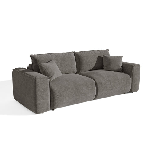 Premium Interiors - Slaapbank met opbergruimte COMO - bouclé-stof grafietgrijs 254cm