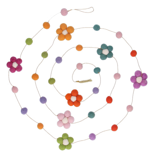 Return to Sender Slinger van Vilt met Bloemen en Pompoms - 2 Meter