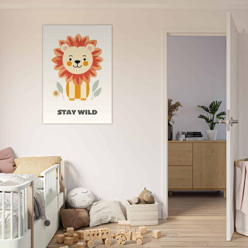 Artfulprints Poster Leeuwtje stay wild   - A4 21x29.7 cm - Oranje