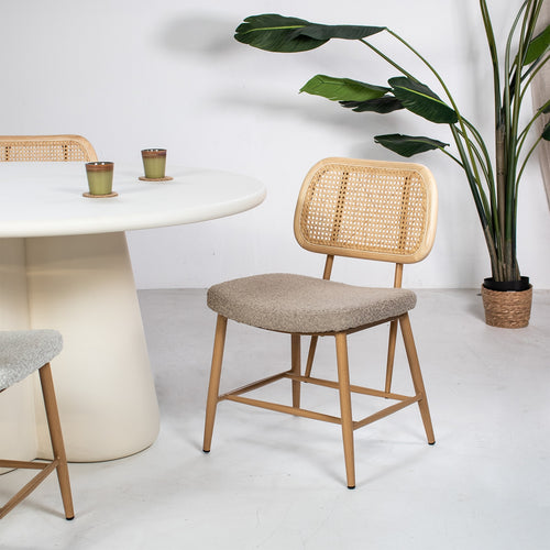 Giga Meubel Eetkamerstoel Nienke - Taupe Stof - Zithoogte 49cm - Set van 2 - vtwonen shop