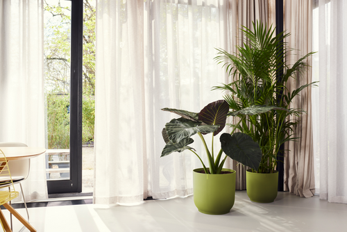 elho vibes fold rond 47 varengroen | Bloempot | Modern decoratief ribpatroon