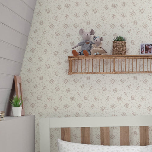 Laura Ashley Alphabet Behang - Letters - 10mx52cm - Grijs