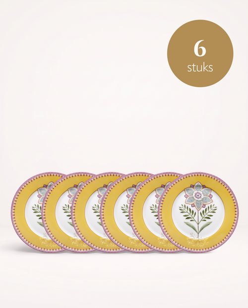 Pip Studio - Borden - Lily & Lotus - Geel - 21 cm - Set van 6