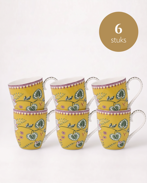 Pip Studio - XL Mokken - Lily & Lotus - Geel - Set van 6