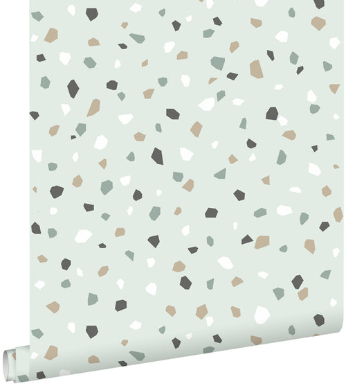 ESTAhome behang terrazzo mintgroen, wit en grijs - 0,53 x 10,05 m - 139036 - vtwonen shop