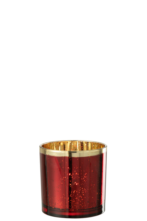 J-Line windlicht Goud Rand - glas - goud/rood - large - vtwonen shop