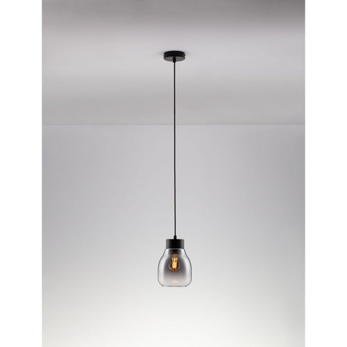 Nova Luce BLACU Dome hanglamp voor plafond, rookgrijs, zwart, E27, 1x12W