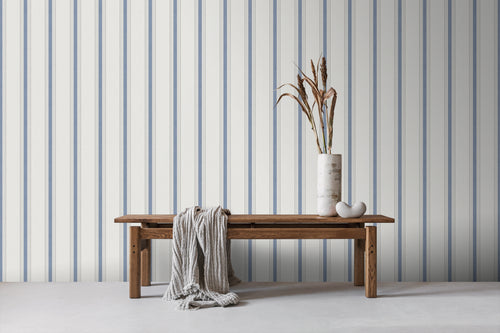 Sanders & Sanders behang strepen donkerblauw en beige - 53 cm x 10 m - 640203