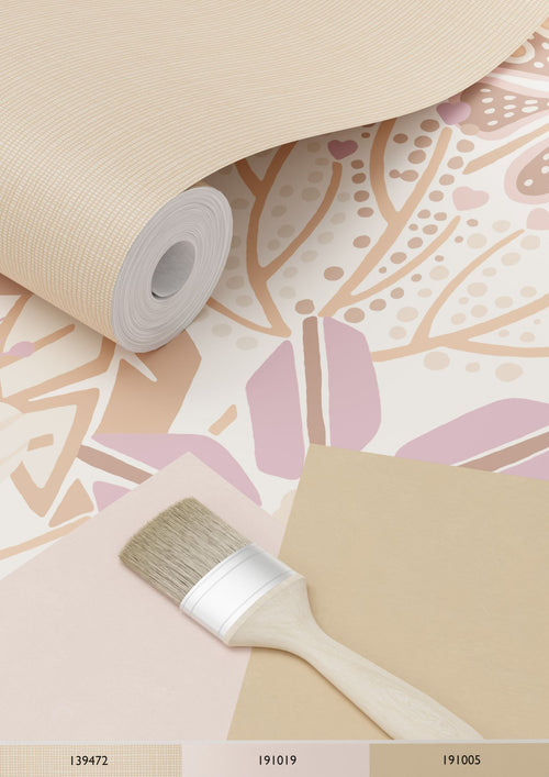 ESTAhome behang bloemmotief beige en lila paars - 53 cm x 10.05 m - 139675 - vtwonen shop