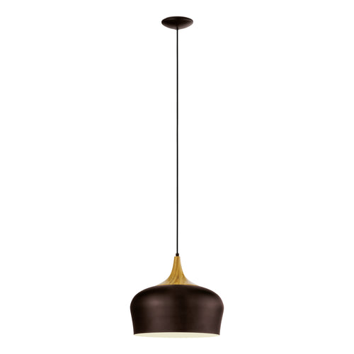 EGLO hanglamp Obregon - 1 lichts - ø350mm. - bruin, creme, eik - vtwonen shop