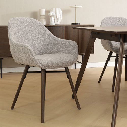 Nolon Nena-Mae Eetkamerstoelen Set van 2 - Bouclé Taupe - Walnoot - vtwonen shop