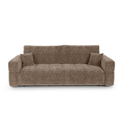 Premium Interiors - Slaapbank met opbergruimte VIBE - zacht aanvoelende geweven stof bruin 247cm