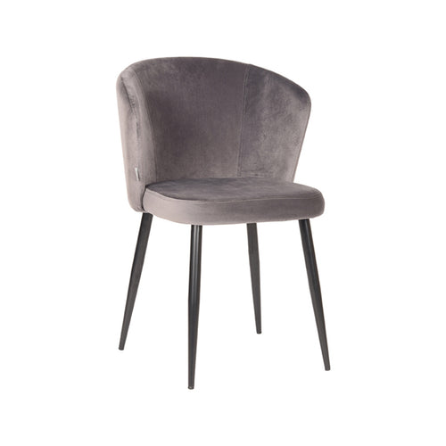 LABEL51 Eetkamerstoel Wave - Grijs Velvet - Zithoogte 50cm - Set van 2