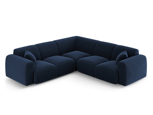 Cosmopolitan Design Hoekbank Nolio 5-zits, flueel koningsblauw - 252x252x72cm