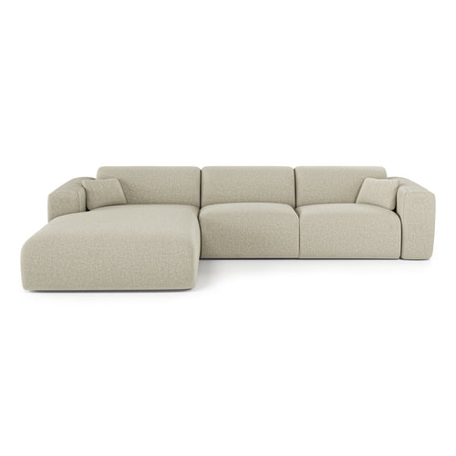 Sia Home - Hoekbank links, uitklapbaar MYRA - kruisweefsel beige 280cm