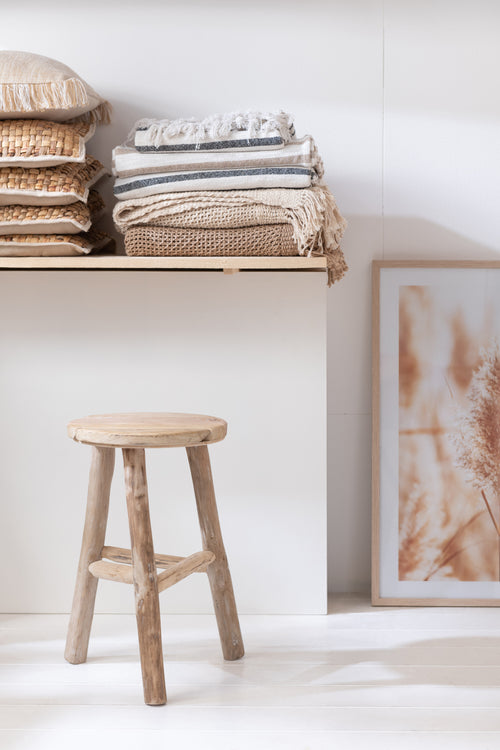 J-Line barkruk Rond - hout - wit - medium - vtwonen shop