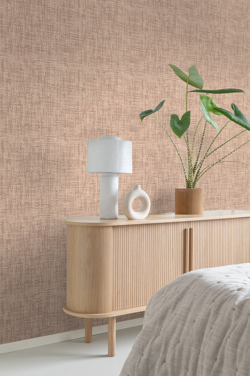 Origin Wallcoverings behang geweven linnenstructuur licht terracotta - 50 x 900 cm - 348053