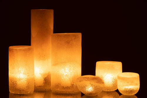 J-Line vaas Cilinder - glas - beige - large - 41 cm hoog - vtwonen shop