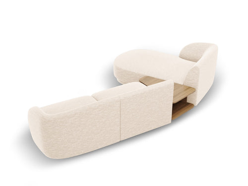 Micadoni linker modulaire bank Miley 3-zits, structurele stof ivoor - 178x303x70cm
