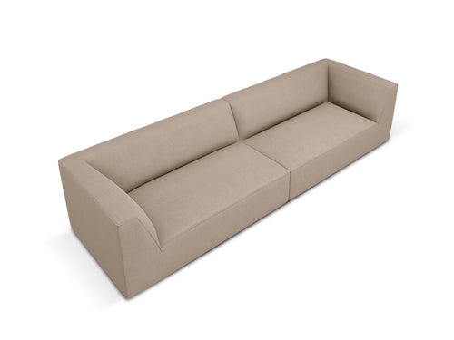 Micadoni - Bank "Ruby" 4 zitplaatsen, structurele stof, donkerbeige - 93x302x69cm