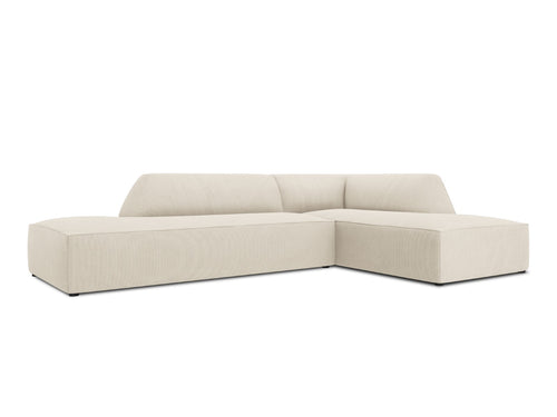 Micadoni - Rechter hoekbank "Ruby" 4 zitplaatsen, ribfluwelen, lichtbeige - 180x273x69cm