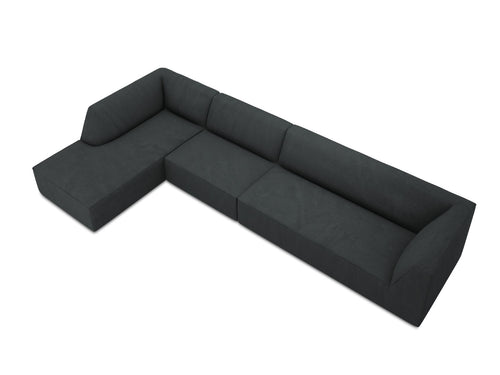 Micadoni linker hoekbank Ruby 5-zits, ribfluwelen, zwart - 180x366x69cm