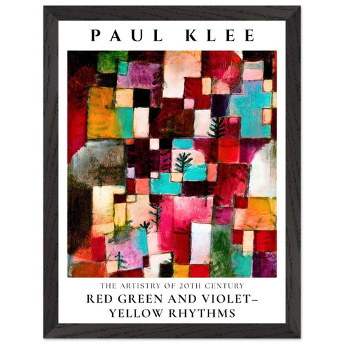 Artfulprints Poster met Lijst Paul Klee - Red green and violet-yellow rhythms   - 30x40 cm - Meerkleurig