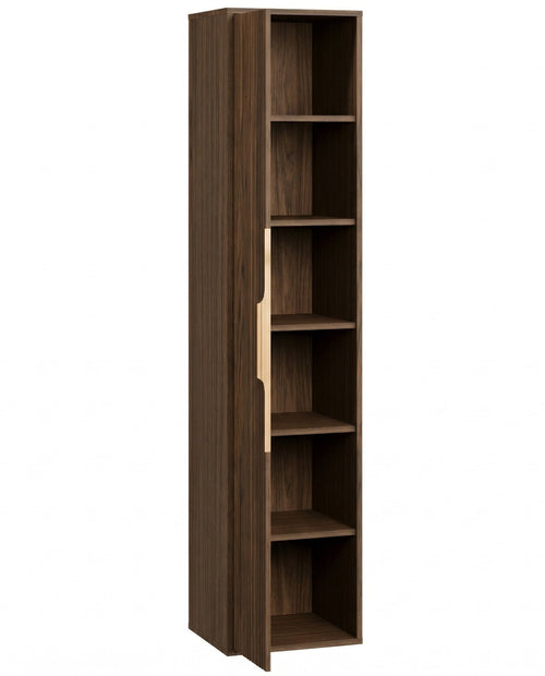 Badplaats Badkamerkast Rimini 38 x 33 x 170 cm – Walnoot Bruin – Hangende Kolomkast met 1 Deur