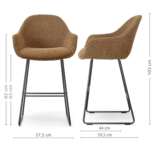 Nolon Nino-Mae barkruk bruin blend - zwart onderstel - 65 cm