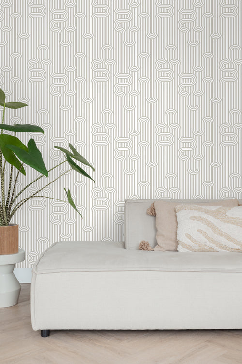 ESTAhome behang grafische lijnen grijs en wit - 50 x 900 cm - 131026 - vtwonen shop