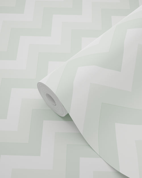 ESTAhome behang zigzag motief mintgroen en wit - 53 cm x 10,05 m - 128858 - vtwonen shop
