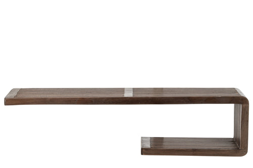 J-Line Wandrek met latten - gerecycled hout - donkerbruin - large