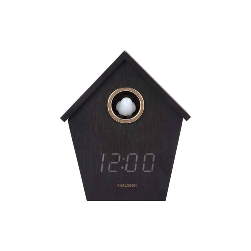 Karlsson wekker Riqueza Cuckoo - zwart - 6.8x13x15.3cm - Vaderdag - Vaderdagcadeau - Vaderdag cadeautje voor hem