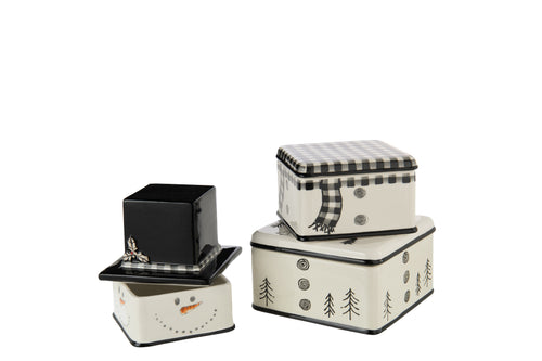 J-Line mok Sneeuwman Dolomiet - keramiek - zwart/wit - doos van 3 - vtwonen shop