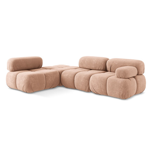 LaMiaSofa hoekbank links Sanremo - chenille stof - perzik - 285x190x70