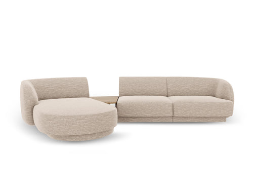 Micadoni linker modulaire bank Miley 3-zits, chenille, beige - 178x303x70cm