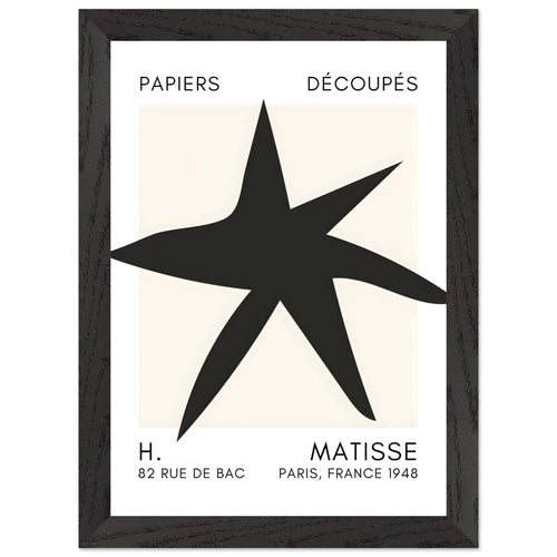 Artfulprints Poster met Lijst Matisse – Star of the sea black   - A4 21x29.7 cm - Zwart
