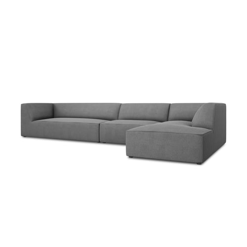 Cosmopolitan Design - Modulaire hoekbank rechts Siena 5-zits, structurele stof grijs - 180x366x69cm