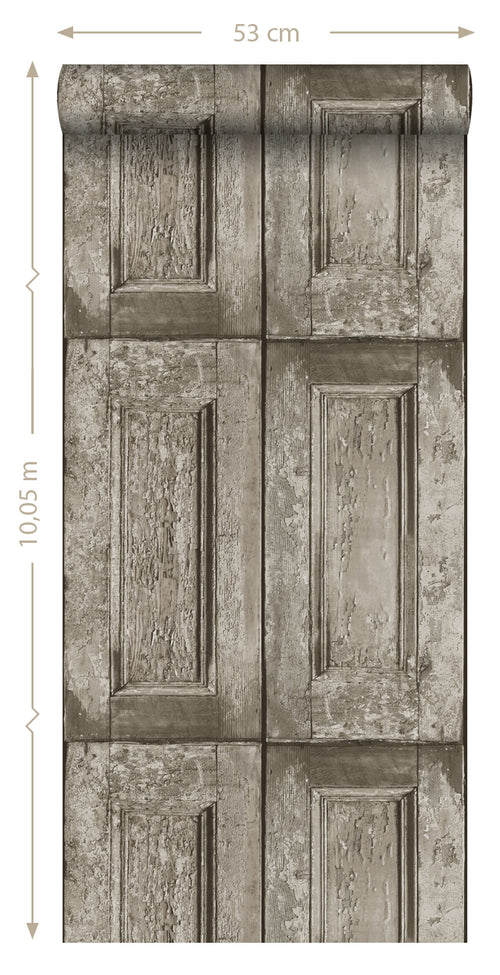 ESTAhome behang paneeldeuren taupe - 53 cm x 10.05 m - 138210