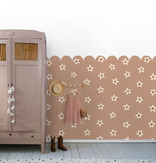 ESTAhome fotobehang madeliefjes terracotta roze - 2.5 x 2.79 m - 159602