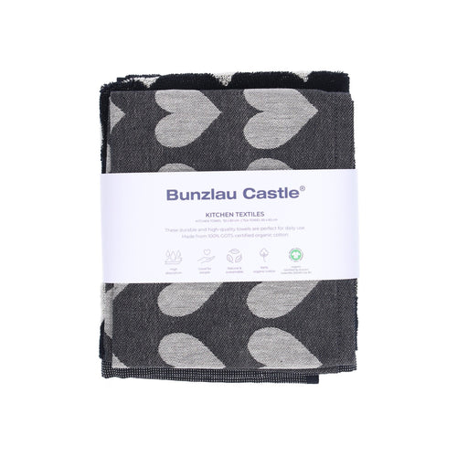 Luxe Keukendoek en Theedoek Hart Zwart - Bunzlau Castle - 100% biologisch GOTS katoen
