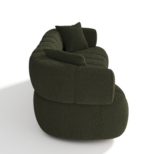 Sia Home - Rechte bank CALVI - Bouclette stof - Kaki groen - 227cm