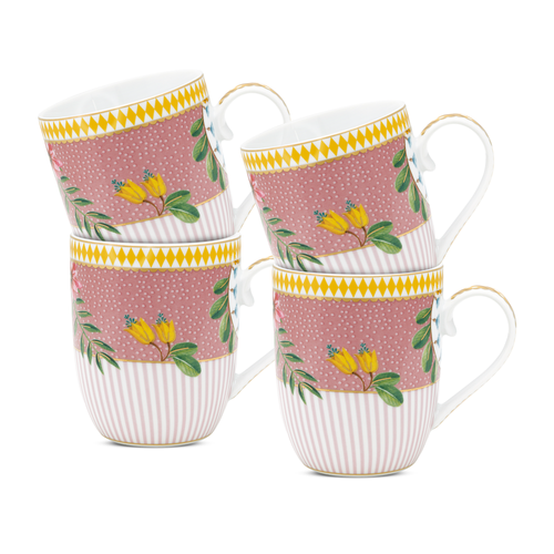 Pip Studio La Majorelle Mokken - Servies - Set van 4 Kleine Kopjes - Roze - 145ml - vtwonen shop