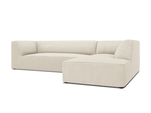 Micadoni rechter hoekbank Ruby 4-zits, ribfluwelen, lichtbeige - 180x273x69cm