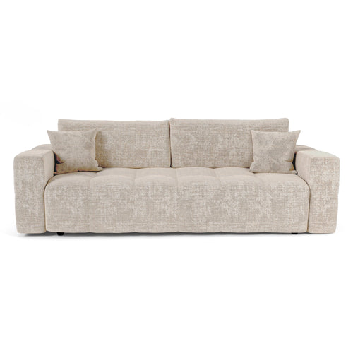 Premium Interiors - Express-slaapbank VIBE - gewaafd fluweel crème 226cm